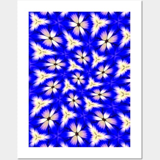 Cute Blue Floral Pattern Posters and Art